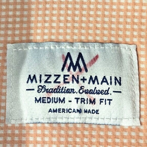 Mizzen+Main Men Dress Shirt M Pink Check Trim Fit Old Money Business Casual - Picture 4 of 11